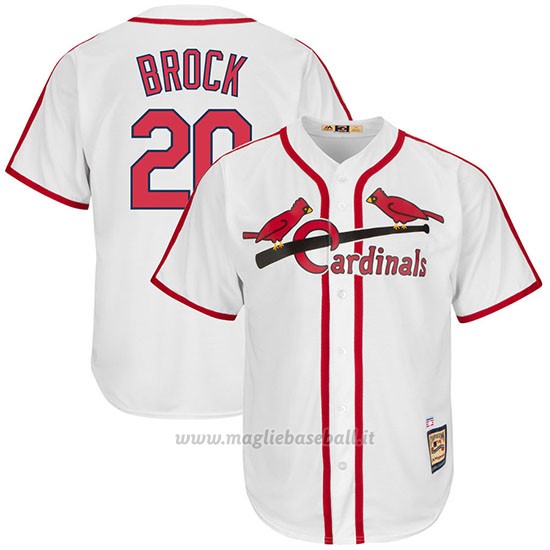 Maglia Baseball Uomo St. Louis Cardinals Mens Lou Brock Bianco Cooperstown Collezione